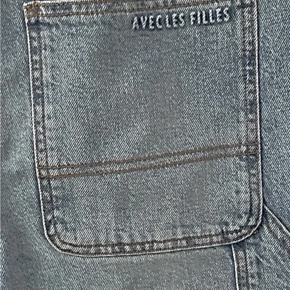 Avec Les Filles NWT Drawstring Cropped Wide Leg Badlands Wash Cargo Jeans, 27 - Picture 10 of 15